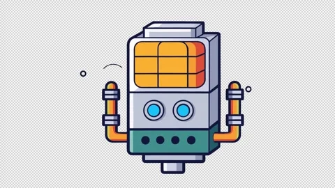 Smart robot with sensors. Control panel animation. Cartoon Stock Footage 324901945