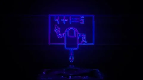 Smart robot, teacher in neon effect mp4 video 스톡 일러스트