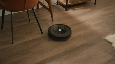 Smart Robot Vacuum cleaner cleaning floor / Smart Home Features 스톡 동영상 103184669