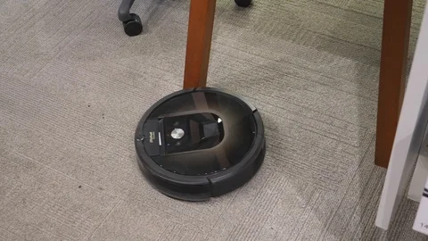 Smart Robot Vacuum Cleaner On The Floor Видео 92682737