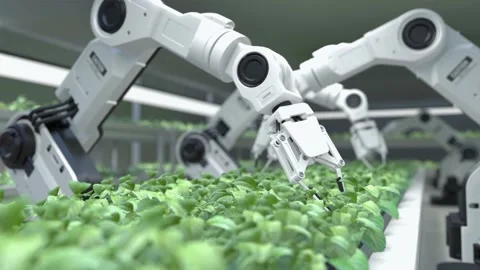 Smart robotic farmers concept, robot farmers, Agriculture technology, Farm autom Video stock 166271275