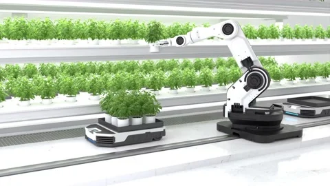 Smart robotic farmers concept, robot farmers Stock Footage 230395086