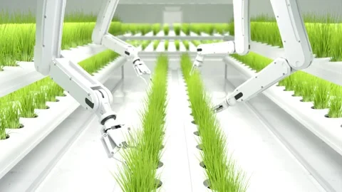 Smart robotic farmers concept, robot farmers, Agriculture technology, Farm Autom Video stock 242686479