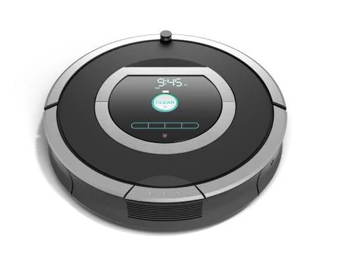 Smart robotic vacuum cleaner 3d render on white Stock Illustration
