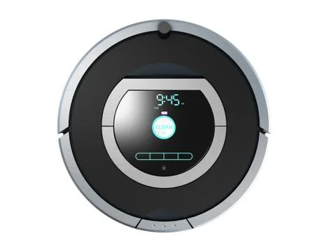 Smart robotic vacuum cleaner 3d render on white no shadow Stock Illustration