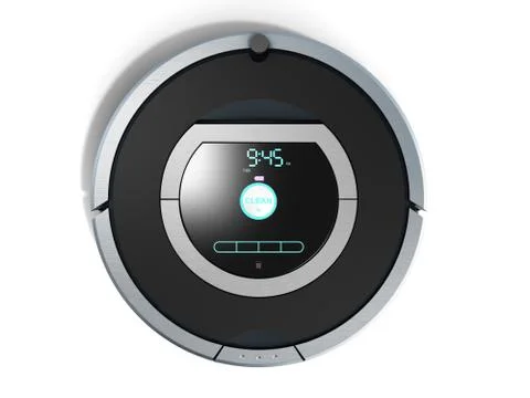Smart robotic vacuum cleaner 3d render on white Stock Illustration