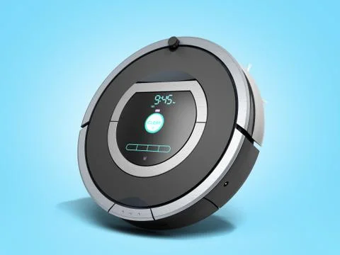 Smart robotic vacuum cleaner 3d render on blue Stock Illustration