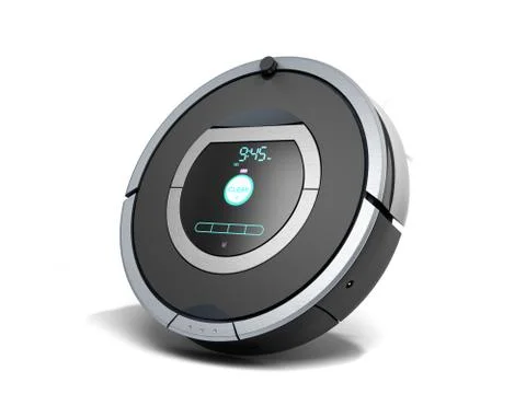 Smart robotic vacuum cleaner 3d render on white Stock Illustration