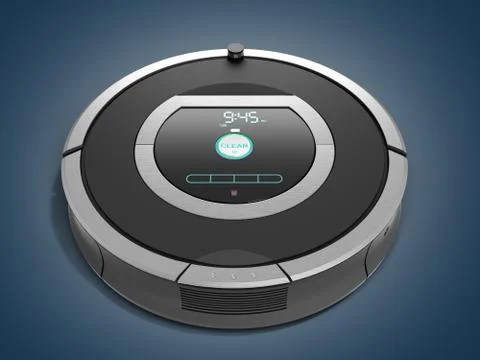 Smart robotic vacuum cleaner 3d render on blue gradient Stock Illustration