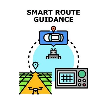 Smart route guidance system for vehicle navigation and delivery Stock Illustration