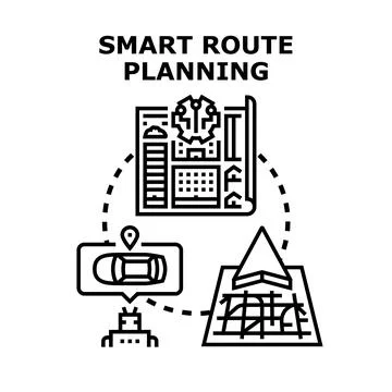 Smart route planning and destination navigation concept 스톡 일러스트