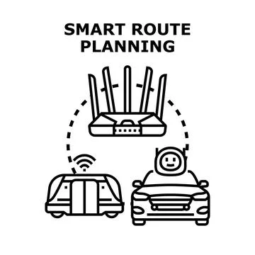 Smart route planning for automated future transportation Stock Illustration