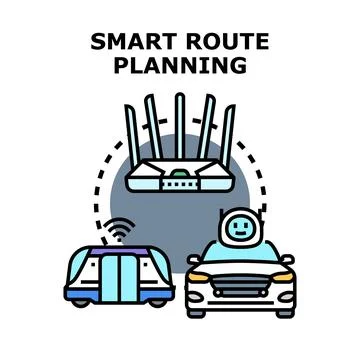 Smart route planning for automated future transportation Stock Illustration