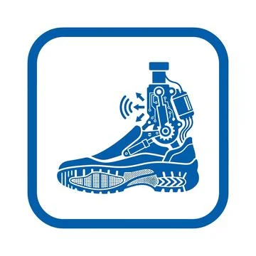 Smart running shoe with integrated bionic electronics icon. Stock Illustration