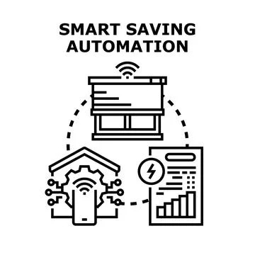 Smart saving automation controlling energy efficiency systems 库存插图