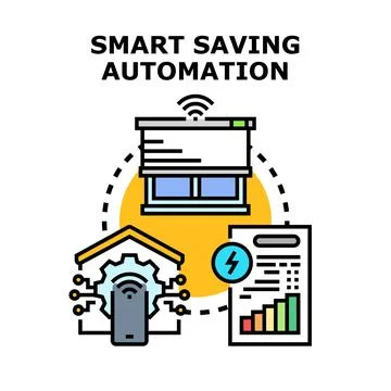 Smart saving automation controlling energy efficiency systems Stock Illustration