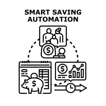 Smart saving automation strategy for financial planning Stock Illustration