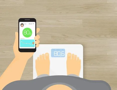 Smart scales mobile app Stock Illustration