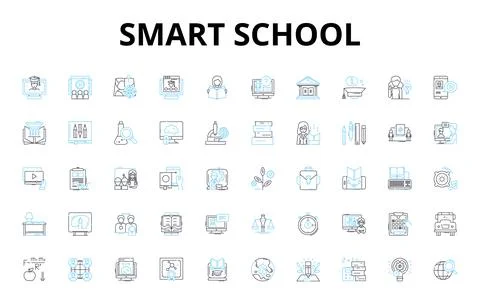 Smart school linear icons set. Innovation, Technology, Efficiency, Advancement Stock Illustration