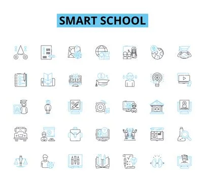 Smart school linear icons set. Innovation, Technology, Efficiency, Advancement Stock Illustration
