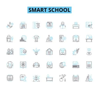 Smart school linear icons set. Innovation, Technology, Efficiency, Advancement Stock Illustration