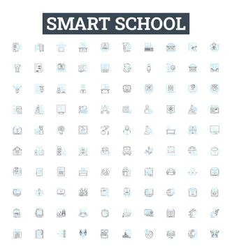 Smart school vector line icons set. Smart, School, Technology, Learn, Innovative Stock Illustration