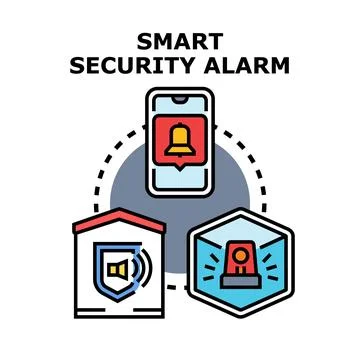 Smart security alarm system protecting digital home Stock Illustration