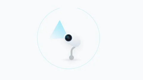 Smart Security Camera Icon with Panning Motion and Glowing Scan Cone Monito.. Видео 346130714