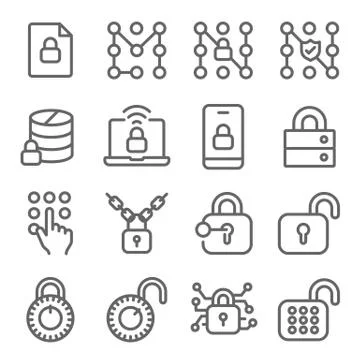 Smart security icons vector illustration. Lock pattern protection encryption Stock Illustration