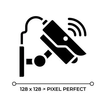 Smart security pixel perfect black glyph icon Stock Illustration