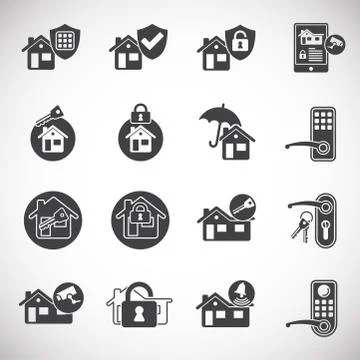 Smart security related icons set on background for graphic and web design Illustrazione stock