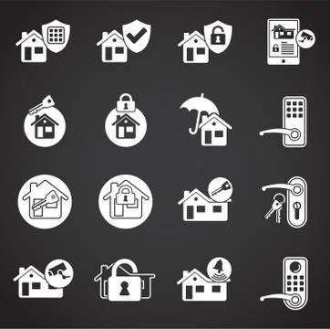 Smart security related icons set on background for graphic and web design Illustrazione stock