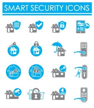 Smart security related icons set on background for graphic and web design Stock Illustration
