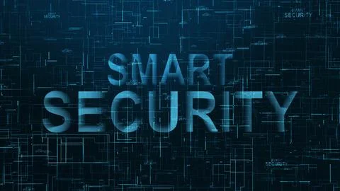 Smart security text technology data line blue color Illustrazione stock