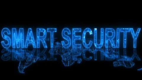 Smart security text technology earth map glowing Stock-Illustration