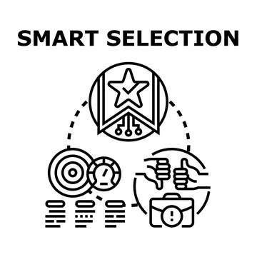 Smart selection process evaluating business choices and strategy Stock Illustration