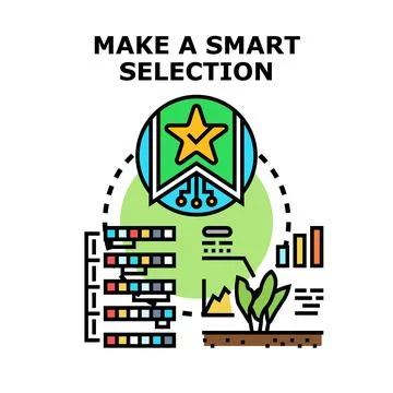 Smart selection process evaluating data for optimal choice Illustrazione stock