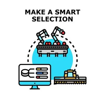 Smart selection process using automated technology illustration Stock Illustration