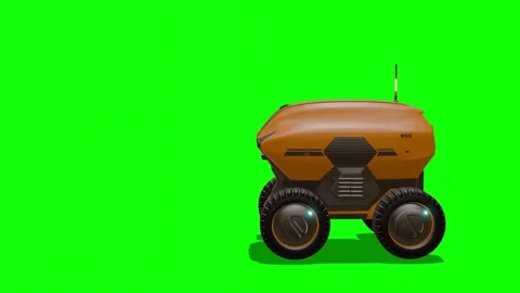 Smart self-driving drone delivery on a green screen. Automatic delivery robot on Stock Footage 313732665