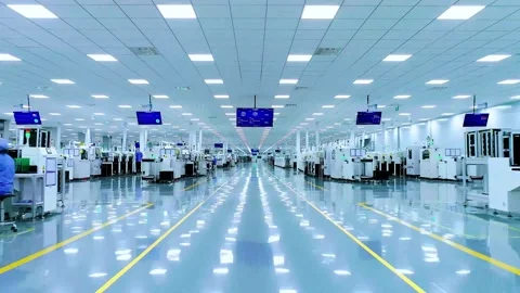 Smart Semiconductor Fab Automated Line 4K Stock Footage 340500378