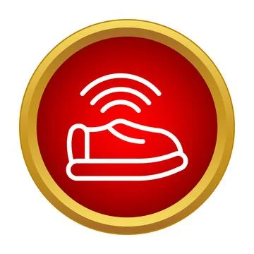 Smart shoe icon transmitting data signal Stock Illustration
