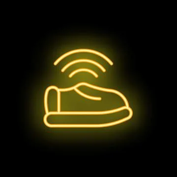Smart shoe transmitting data wirelessly via neon icon Stockillustratie