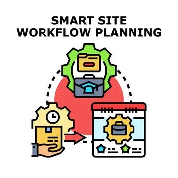 Smart site workflow planning process managing tasks Ilustración de archivo