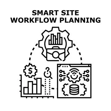 Smart site workflow planning process concept Stock Illustration