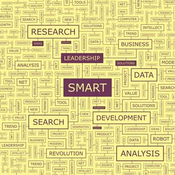 SMART SMART. Background concept wordcloud illustration. Print concept word... Stock Photos