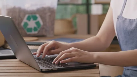 Smart SME go green digital startup and eco friendly net zero shop. Stockbeeldmateriaal 248113840