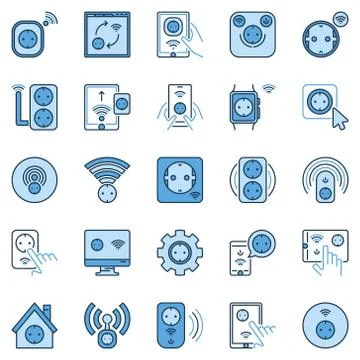 Smart Socket colored icons set - vector european sockets signs Illustrazione stock