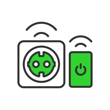 Smart socket, in line design, green. Smart socket, smart, socket, device Stock Illustration