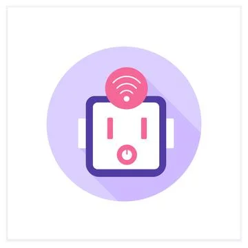 Smart socket outlet flat icon 스톡 일러스트