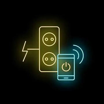 Smart socket outlet with smartphone remote control icon Stock Illustration